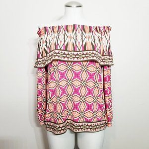 CHICO'S Ethnic Tempo Off the Shoulder Top NWT